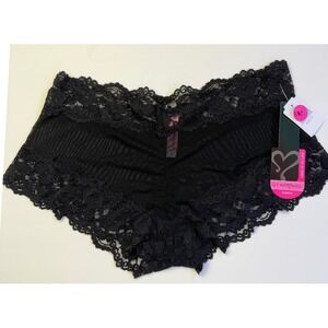 Q-T Intimates Panties 2X Black Lace Mesh Hipster Lingerie NEW Plus Size 5554QTP